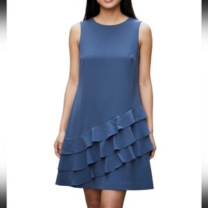 Alice + Olivia Ruffle Accents Mini Dress In Blue Size 2 $395